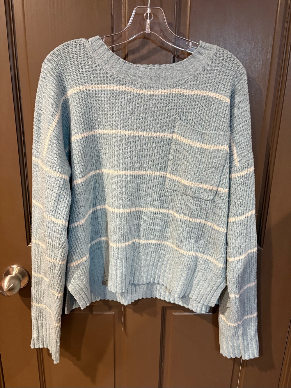Pink Republic Light Blue & White Striped Crewneck Sweater